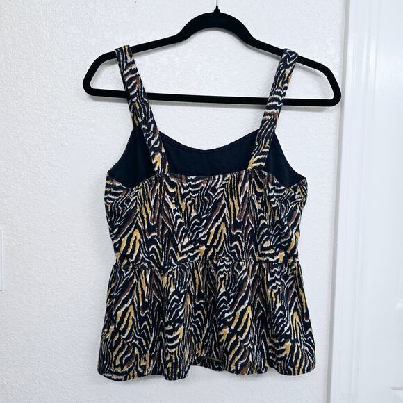 Anthropologie Jaime Zebra Peplum Tank Top S Animal Print Square Neck Sleeveless - Picture 3 of 7